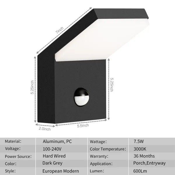 Inowel Wall Light Outdoor LED Wall Mount Lamp Wall Sconce Lighting With Motion Sensor Lantern Fixture 19217